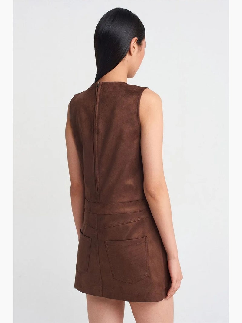 Vestido mini de polipiel sin mangas dilvin Marrón - Kiabi