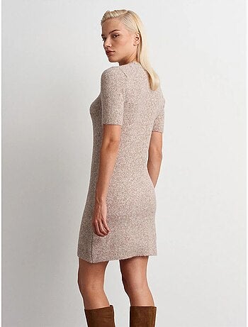 Vestido mini de punto acanalado