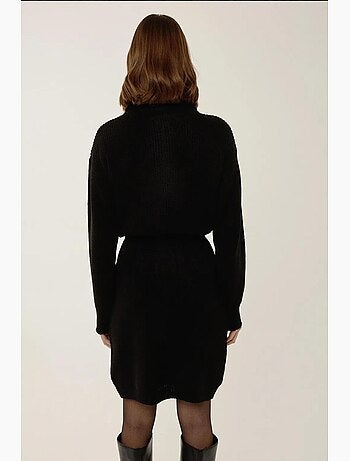 Vestido mini de punto acanalado con cuello con cremallera y cintura ceñida hiccup