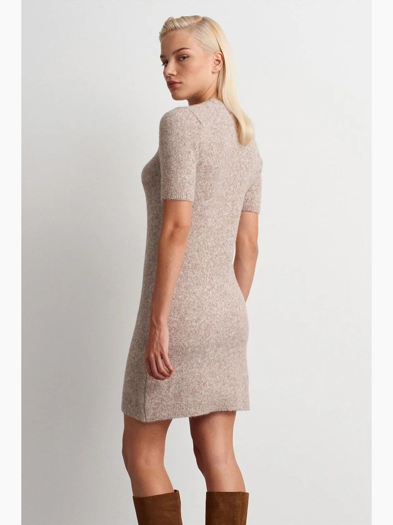 Vestido mini de punto acanalado dilvin Beige natural - Kiabi