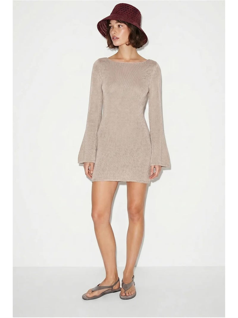 Vestido mini de punto acanalado lucci Beige natural - Kiabi