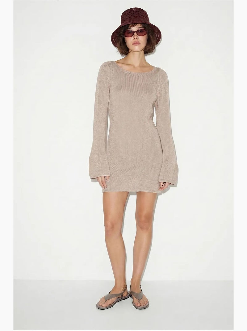 Vestido mini de punto acanalado lucci Beige natural - Kiabi