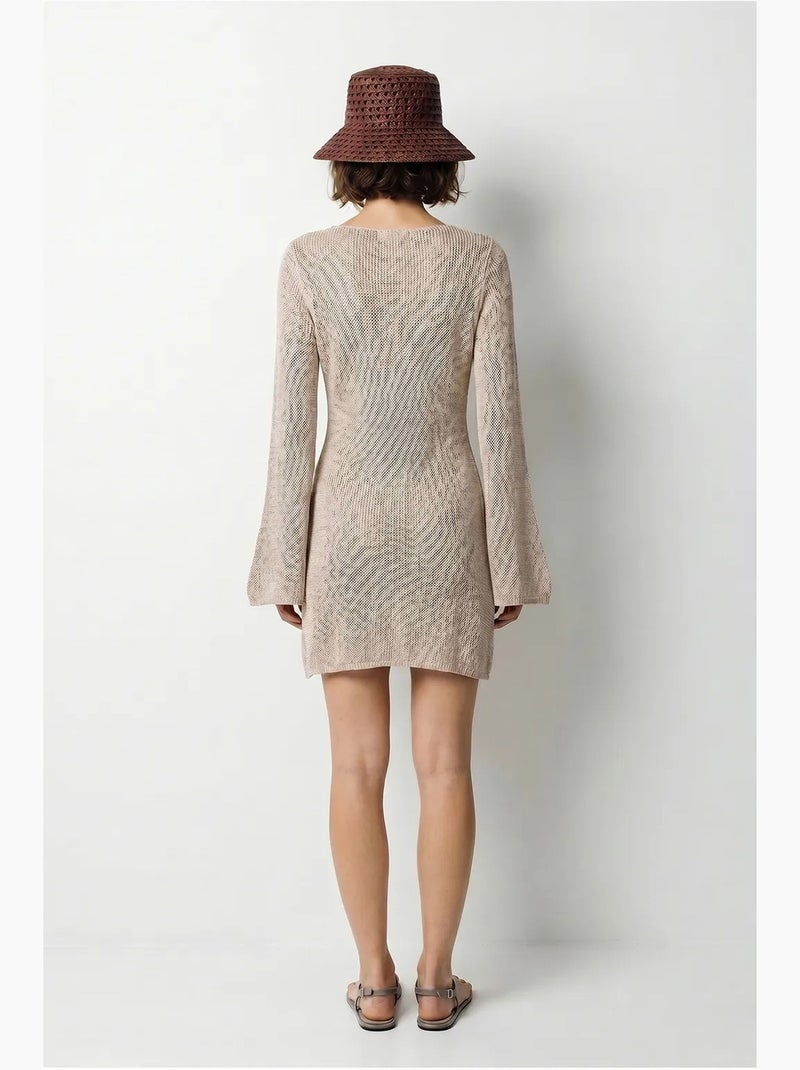 Vestido mini de punto acanalado lucci Beige natural - Kiabi
