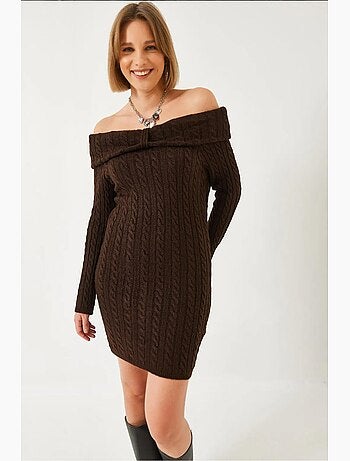 Vestido mini de punto trenzado sin tirantes lucci