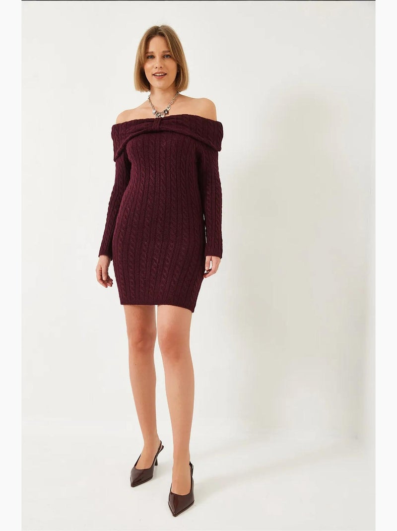 Vestido mini de punto trenzado sin tirantes lucci Rojo burdeos - Kiabi