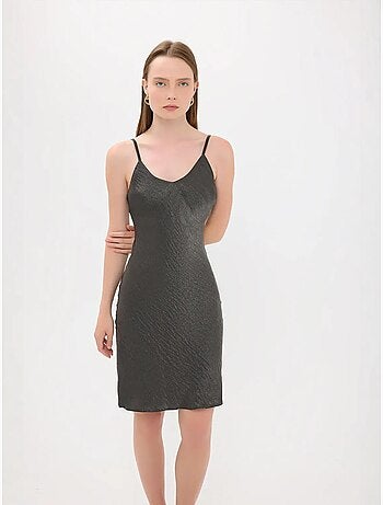 Vestido mini de satén sin mangas de corte A
