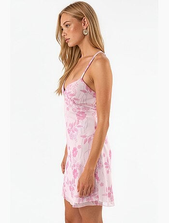 Vestido mini de tul estampado con detalle en la espalda hiccup