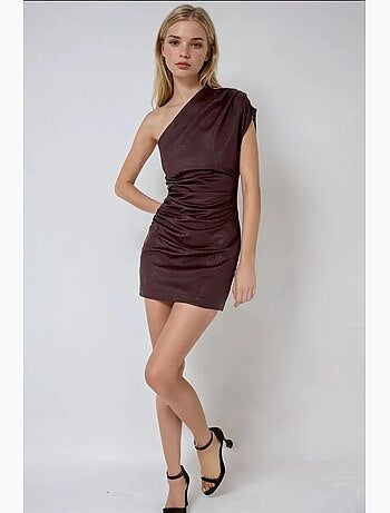 Vestido mini de un hombro en tejido con textura efecto con ajuste ceñido tipo bodycon hiccup