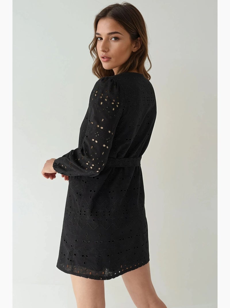 Vestido mini estampado con cuello en v de la colección pika hiccup Negro - Kiabi