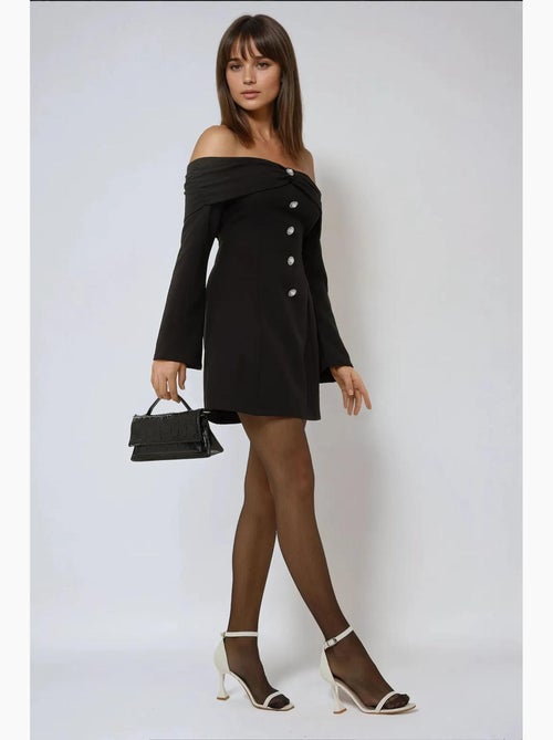 Vestido mini exclusivo con hombros descubiertos y detalle de botones hiccup - Kiabi