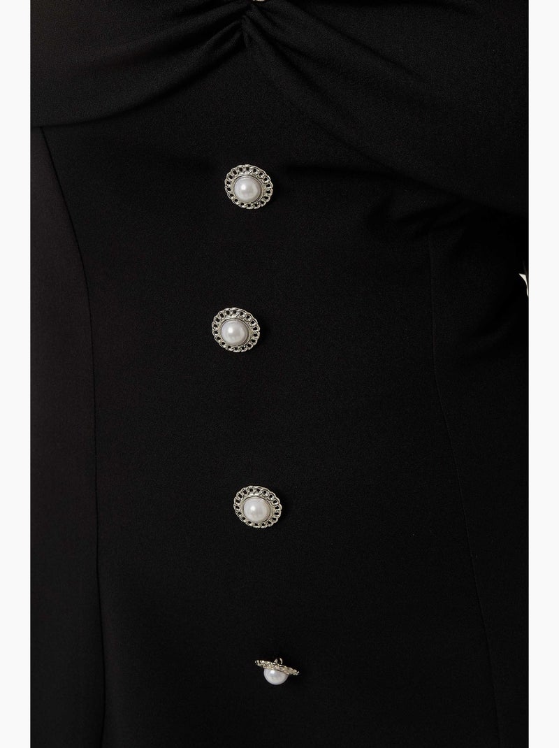 Vestido mini exclusivo con hombros descubiertos y detalle de botones hiccup Negro - Kiabi
