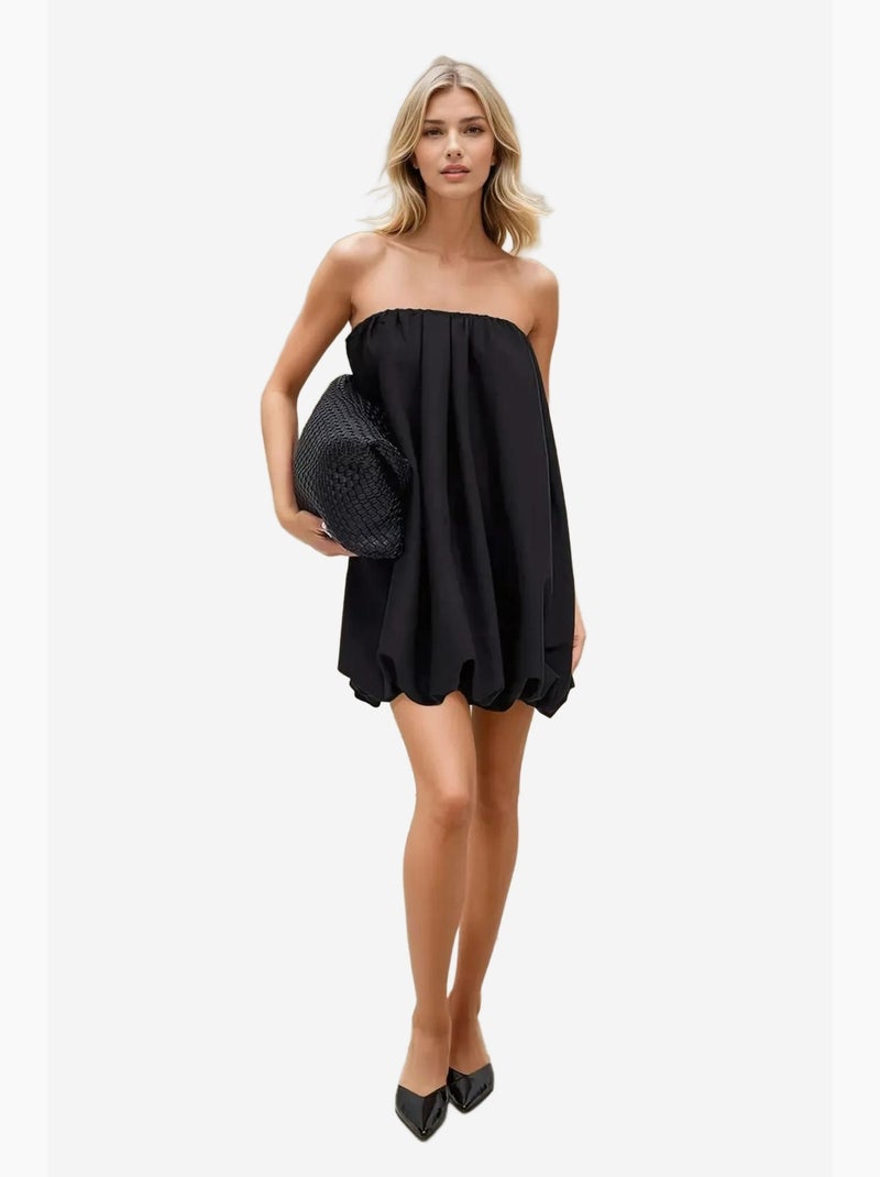 Vestido mini globo sin tirantes hiccup Negro - Kiabi