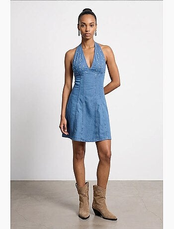 Vestido mini halter de tencel dilvin
