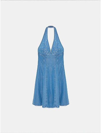 Vestido mini halter de tencel dilvin