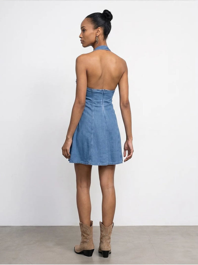 Vestido mini halter de tencel dilvin Azul zafiro - Kiabi