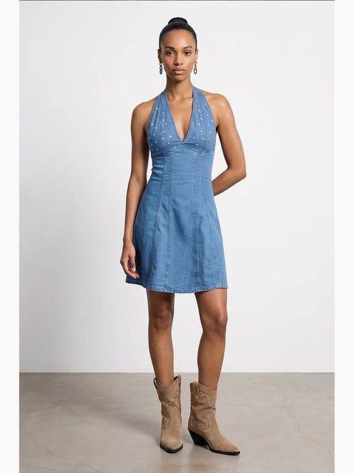 Vestido mini halter de tencel dilvin - Kiabi Vestido mini halter de tencel dilvin - Kiabi