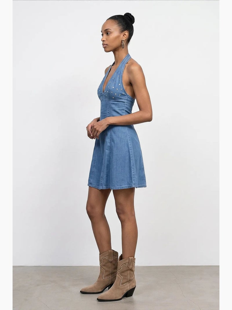 Vestido mini halter de tencel dilvin Azul zafiro - Kiabi