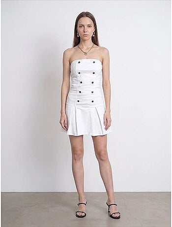 Vestido mini palabra de honor con detalle de botones dilvin