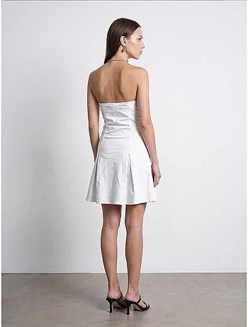 Vestido mini palabra de honor con detalle de botones dilvin