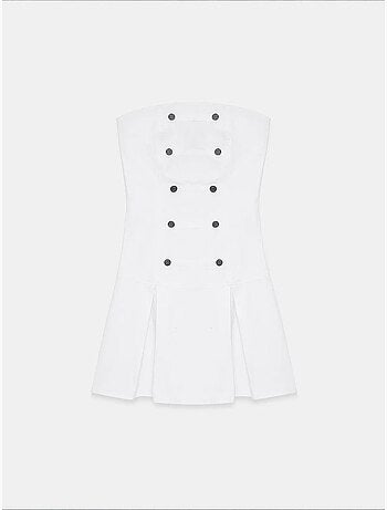 Vestido mini palabra de honor con detalle de botones dilvin