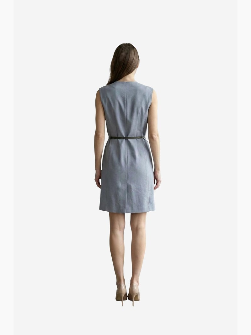 Vestido mini recto sin mangas con escote en v y cinturón my fashion Azul zafiro - Kiabi