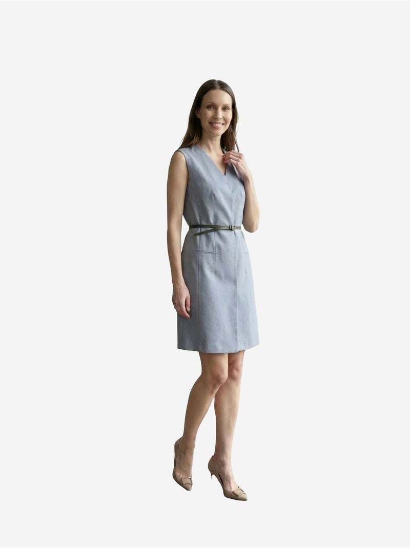 Vestido mini recto sin mangas con escote en v y cinturón my fashion Azul zafiro - Kiabi