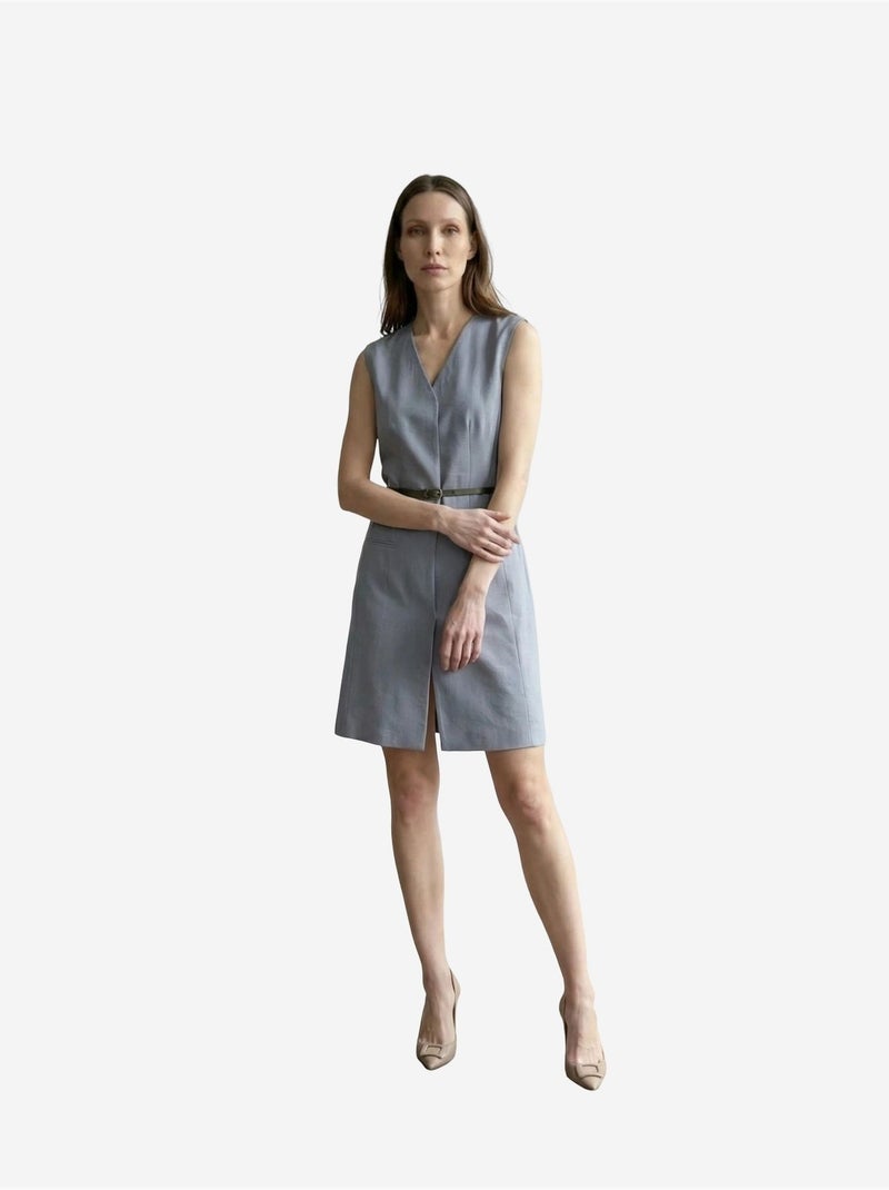 Vestido mini recto sin mangas con escote en v y cinturón my fashion Azul zafiro - Kiabi