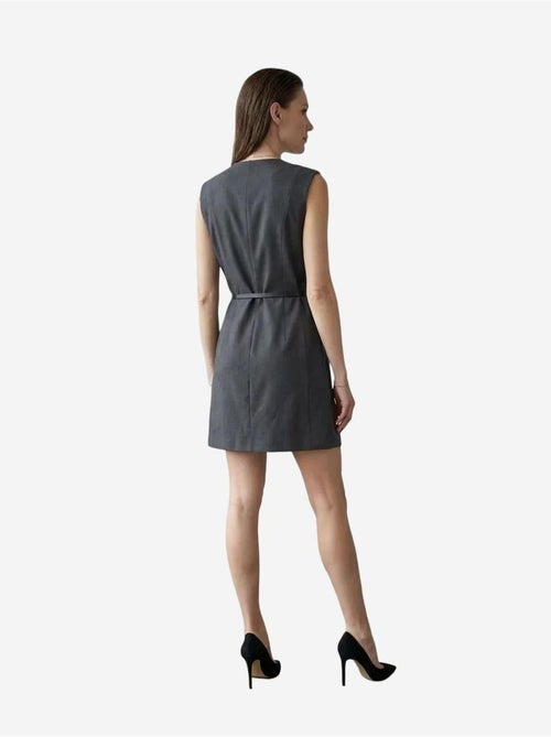 Vestido mini recto sin mangas con escote en v y cinturón my fashion - Kiabi