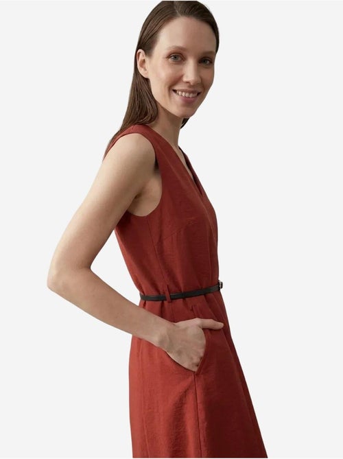 Vestido mini recto sin mangas con escote en v y cinturón my fashion - Kiabi
