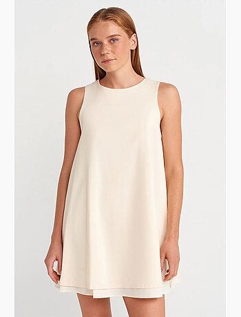 Vestido mini recto sin mangas de popelina de algodón dilvin