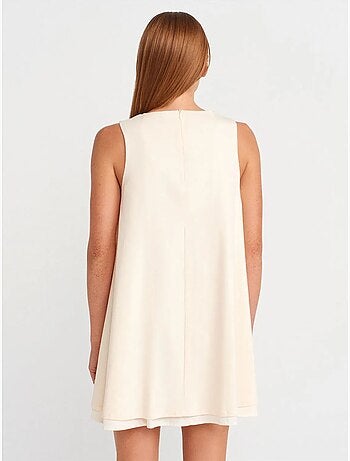 Vestido mini recto sin mangas de popelina de algodón dilvin
