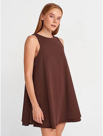 Vestido mini recto sin mangas de popelina de algodón dilvin