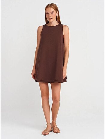 Vestido mini recto sin mangas de popelina de algodón dilvin