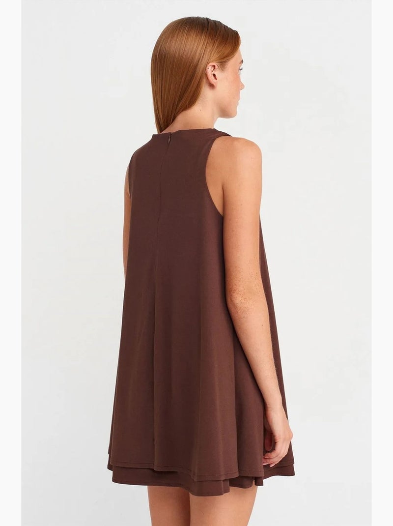 Vestido mini recto sin mangas de popelina de algodón dilvin Marrón - Kiabi