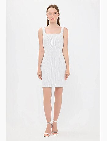 Vestido mini sin mangas con cuello cuadrado a rayas hiccup