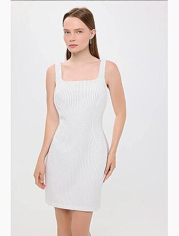 Vestido mini sin mangas con cuello cuadrado a rayas hiccup