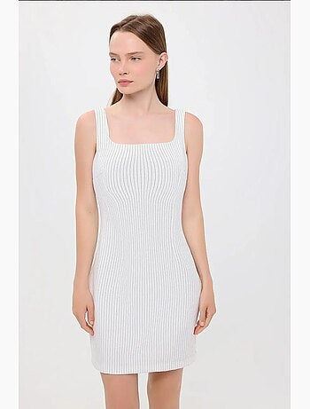 Vestido mini sin mangas con cuello cuadrado a rayas hiccup