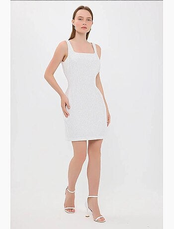 Vestido mini sin mangas con cuello cuadrado a rayas hiccup