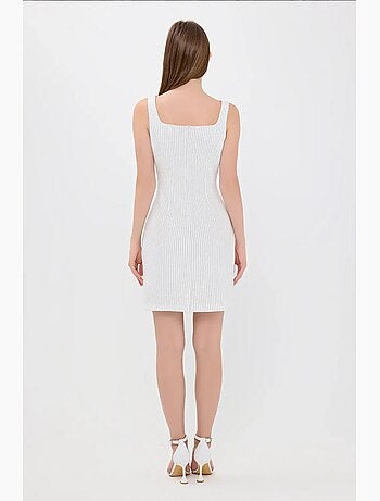 Vestido mini sin mangas con cuello cuadrado a rayas hiccup