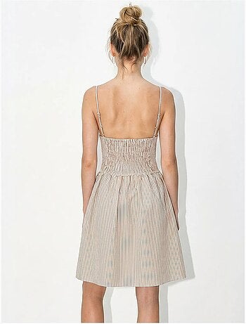 Vestido mini skater a rayas con escote en v y sin mangas lucci