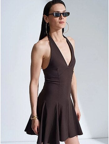 Vestido mini skater con cuello halter dilvin