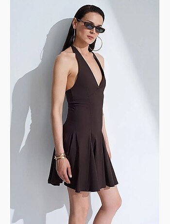 Vestido mini skater con cuello halter dilvin