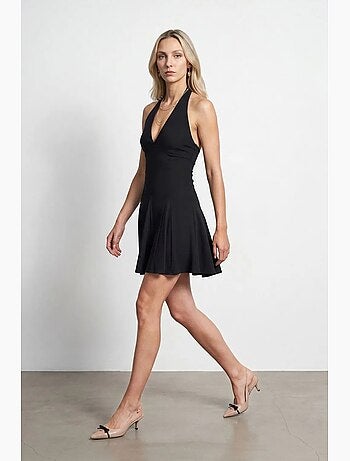 Vestido mini skater con cuello halter dilvin