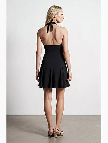 Vestido mini skater con cuello halter dilvin