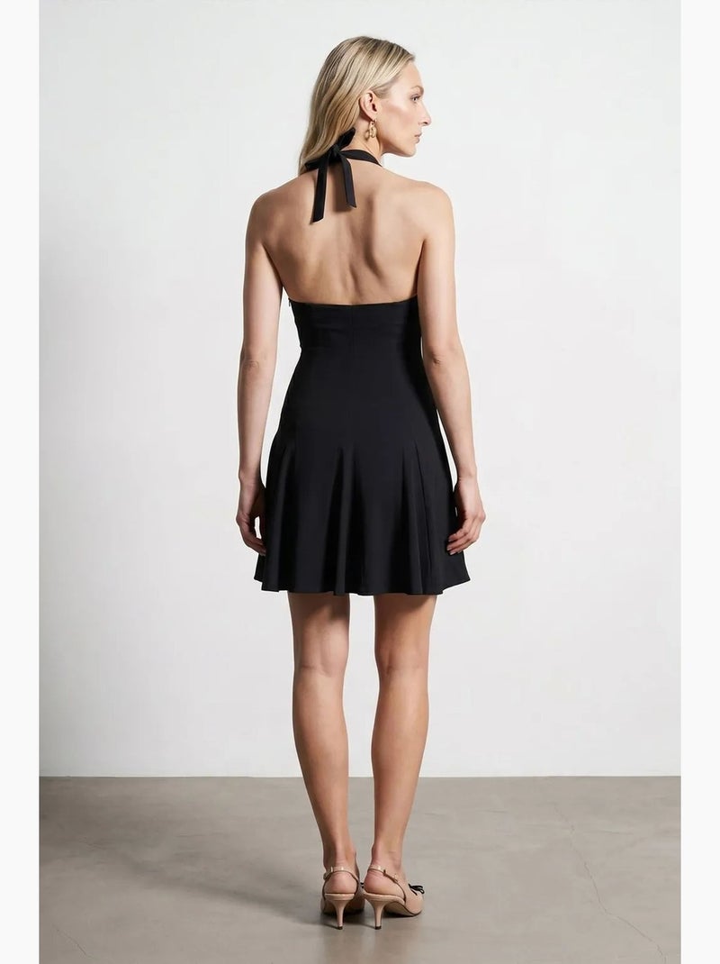 Vestido mini skater con cuello halter dilvin Negro - Kiabi