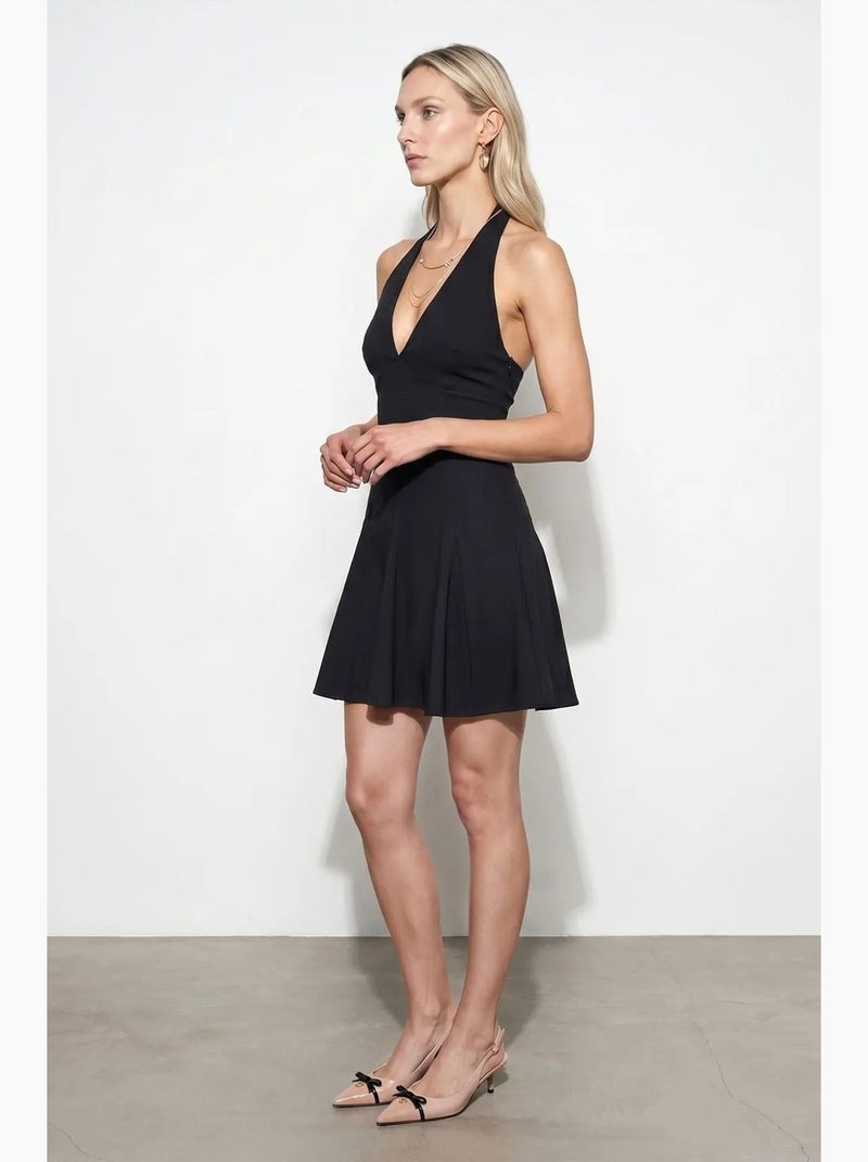 Vestido mini skater con cuello halter dilvin Negro - Kiabi