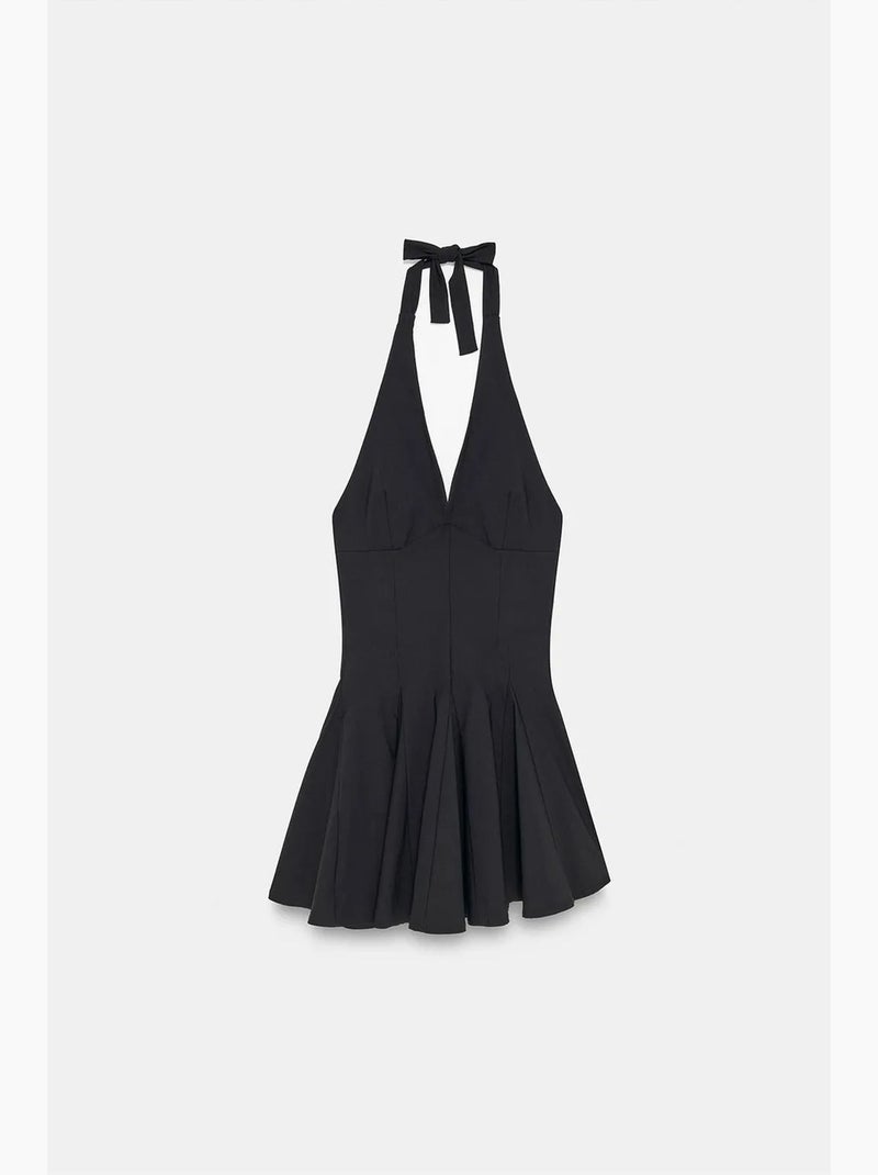 Vestido mini skater con cuello halter dilvin Negro - Kiabi