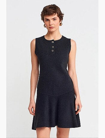 Vestido mini skater de punto sin mangas y sin costuras dilvin