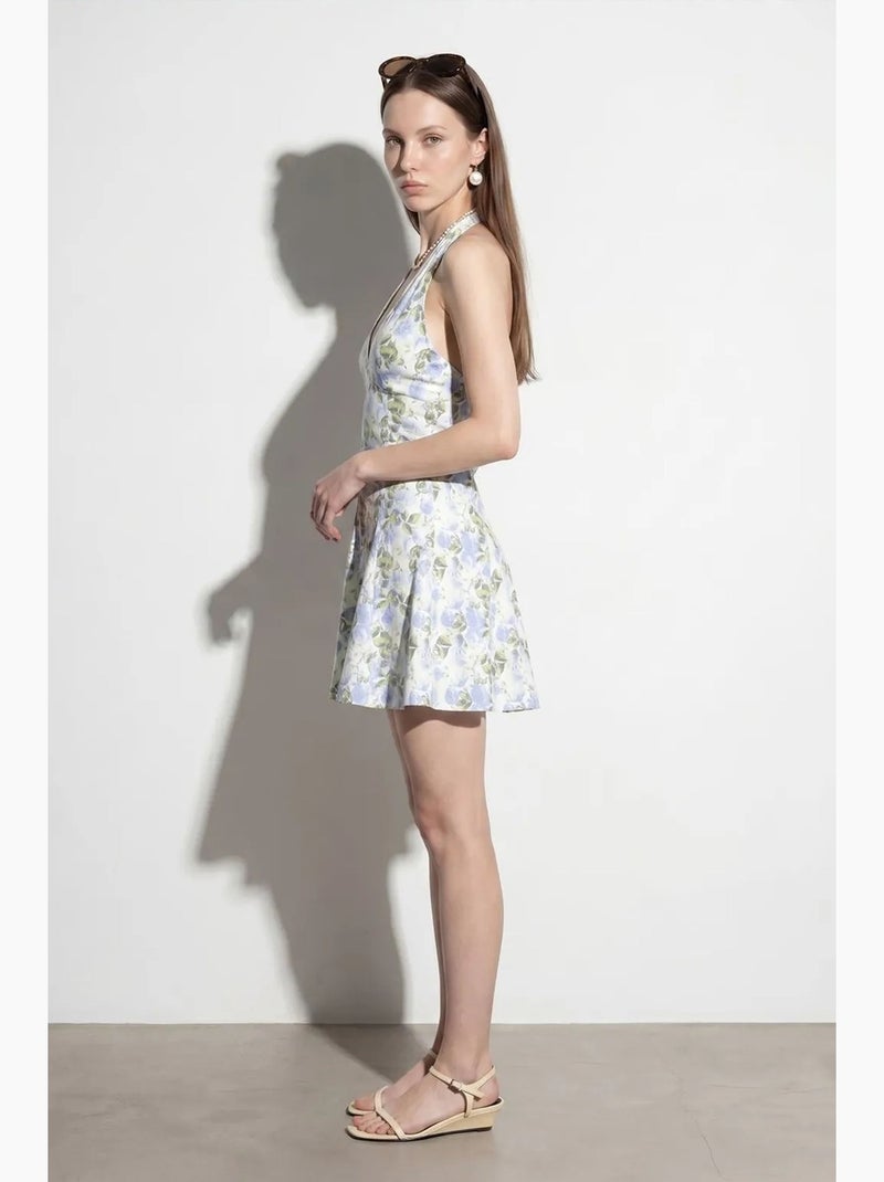 Vestido mini skater floral con cuello halter dilvin Multicolor - Kiabi
