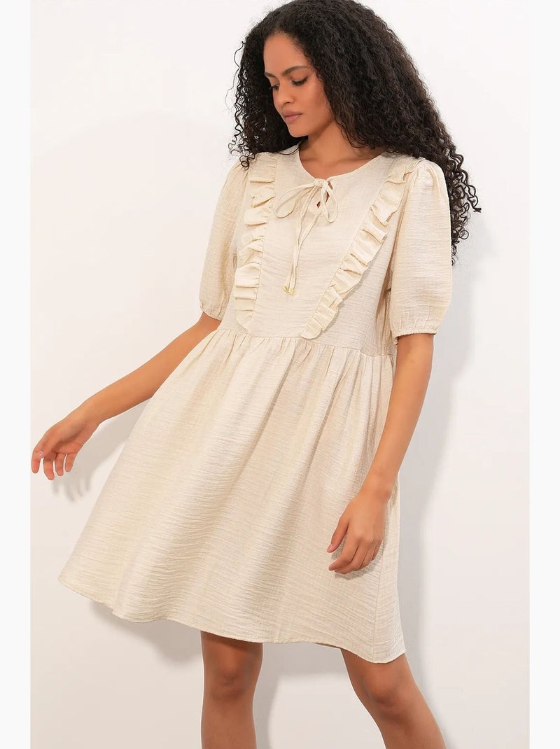 Vestido mini smock de mujer de línea a bdart Crema - Kiabi